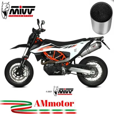 Mivv Ktm SMC 690 R Terminale Di Scarico Marmitta Per Moto Oval Titanio Carbon Cap