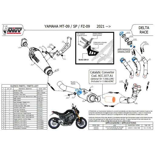 Scarico Completo Mivv Yamaha Mt-09 21 - 2023 Terminale Per Moto Delta Race Carbonio