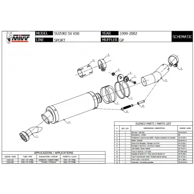 Mivv Suzuki SV 650 99 - 2002 Terminale Di Scarico Moto Marmitta Gp Carbonio