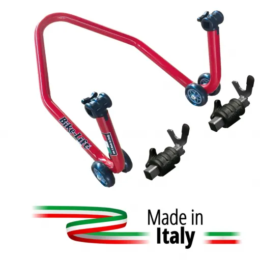 Coppia Cavalletti Alza moto Anteriore e Posteriore Bike Lift Con Supporti Strada Rosso