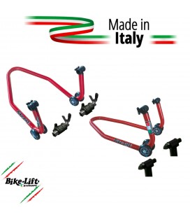 Coppia Cavalletti Alza moto Anteriore e Posteriore Bike Lift Con Supporti Strada Rosso