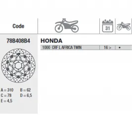 Dischi Freno Honda Africa Twin 1100 Crf L Brembo Serie Oro Anteriori Flottanti Coppia Moto 2