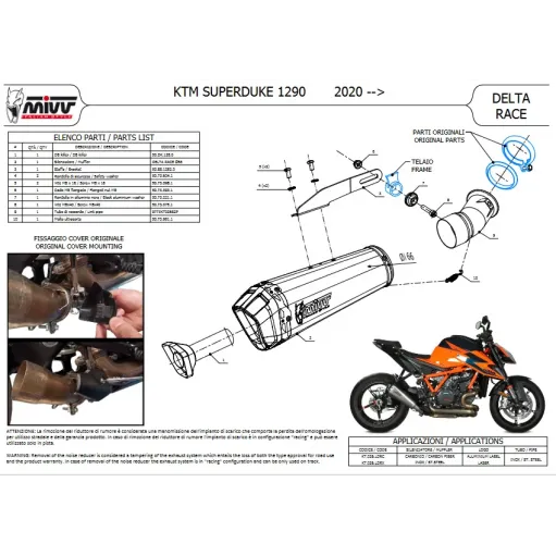 Mivv Ktm 1290 Superduke 2020 - 2023 Terminale Di Scarico Moto Delta Race Inox Omologato