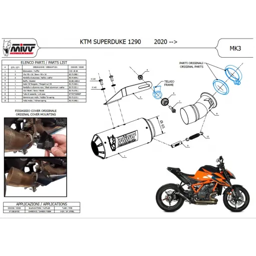 Mivv Ktm 1290 Superduke 2020 - 2023 Terminale Di Scarico Moto Marmitta Mk3 Carbonio