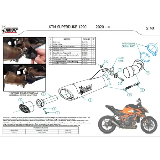 Mivv Ktm 1290 Superduke 2020 - 2023 Terminale Di Scarico Moto Marmitta X-M5 Titanio Omologato
