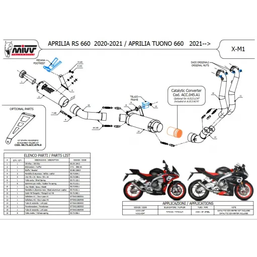 Scarico Completo Mivv Aprilia RS 660 Terminale X-M1 Titanio Moto