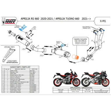 Scarico Completo Mivv Aprilia Tuono 660 Terminale X-M1 Titanio Moto