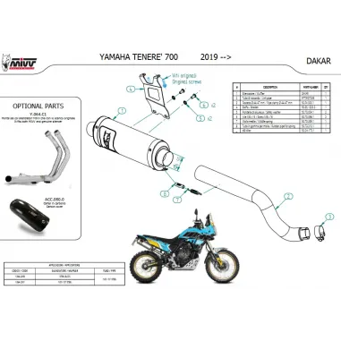 Mivv Yamaha Tenere' 700 Terminale Di Scarico Moto Marmitta Dakar Inox Omologato