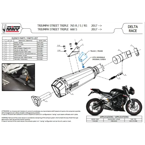 Mivv Triumph Street Triple 660 S Terminale Di Scarico Moto Marmitta Delta Race Nero Omologato