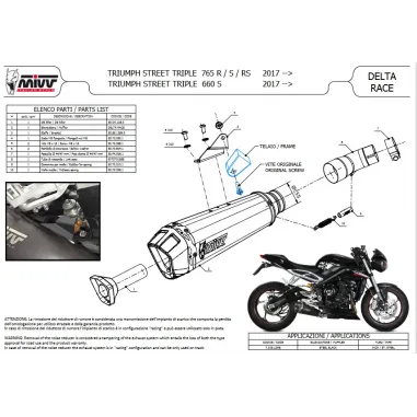 Mivv Triumph Street Triple 765 R / RS Terminale Di Scarico Moto Marmitta Delta Race Nero Omologato