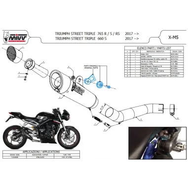 Mivv Triumph Street Triple 765 R / RS Terminale Di Scarico Moto Marmitta X-M5 Inox Nero