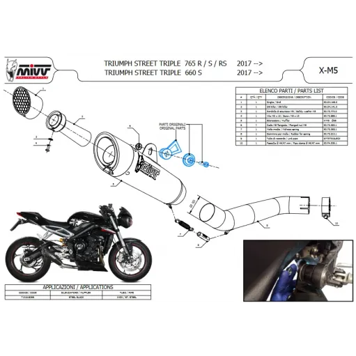 Mivv Triumph Street Triple 765 R / RS Terminale Di Scarico Moto Marmitta X-M5 Inox Nero