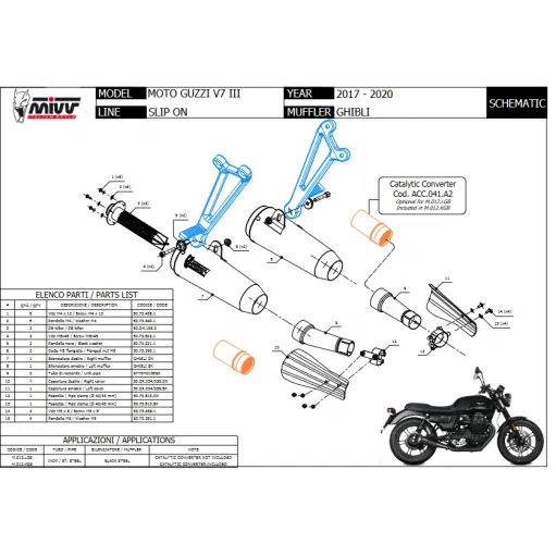 Mivv Moto Guzzi V7 III Terminali Di Scarico Marmitte Ghibli S Inox Nero