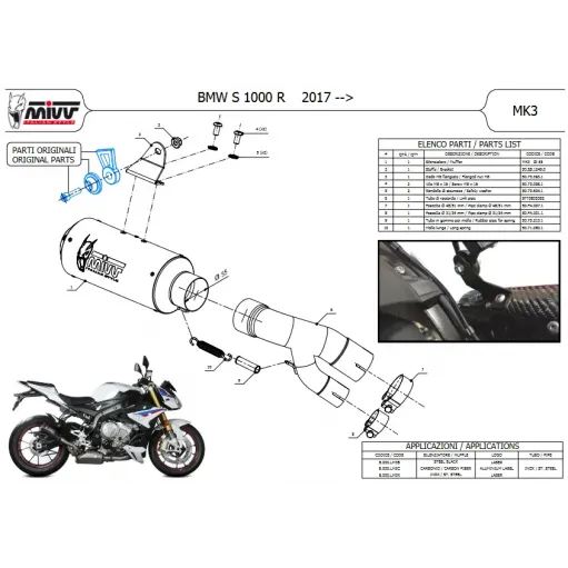 Mivv Bmw S 1000 R 2017 - 2020 Terminale Di Scarico Moto Marmitta Mk3 Inox Omologato