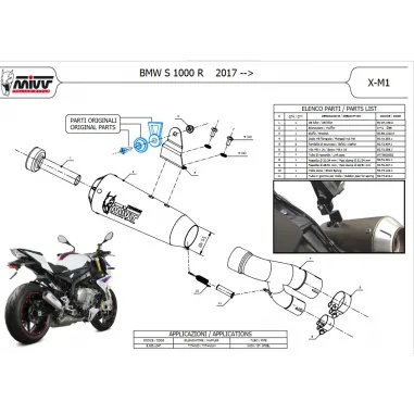 Mivv Bmw S 1000 R 2017 - 2020 Terminale Di Scarico Moto Marmitta X-M1 Titanio Omologato