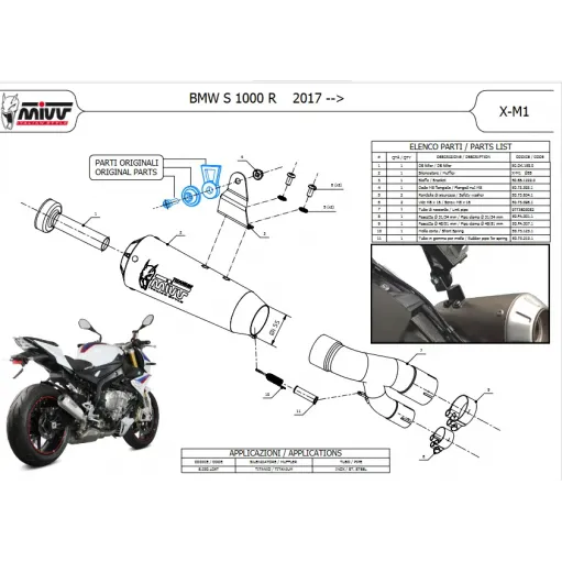 Mivv Bmw S 1000 R 2017 - 2020 Terminale Di Scarico Moto Marmitta X-M1 Titanio Omologato
