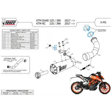 Mivv Ktm 125 Duke 17 - 2020 Terminale Di Scarico Marmitta X-M1 Inox Nero Moto Omologato