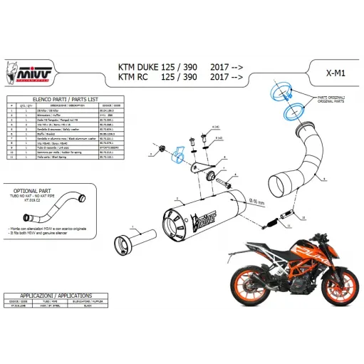 Mivv Ktm 125 Duke 17 - 2020 Terminale Di Scarico Marmitta X-M1 Inox Nero Moto Omologato
