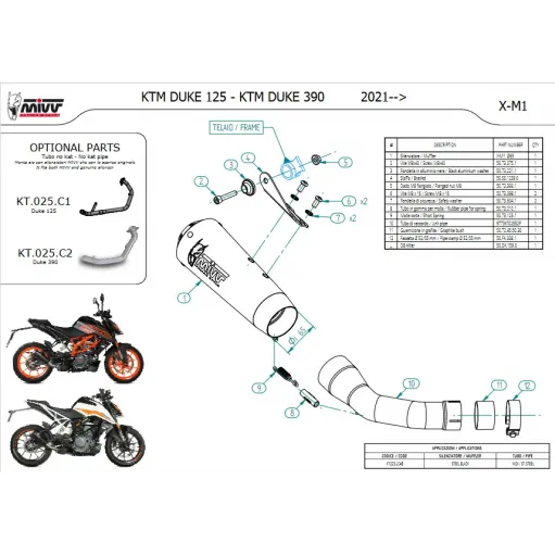 Mivv Ktm 390 Duke 2021 Terminale Di Scarico Marmitta X-M1 Inox Nero Moto Omologato