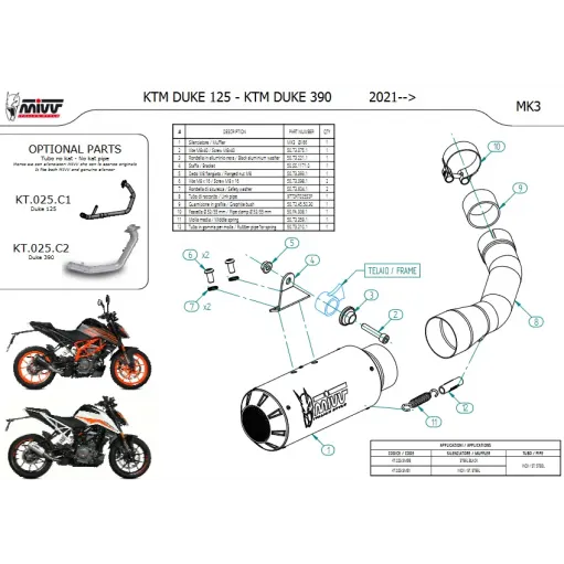 Mivv Ktm 390 Duke 2021 Terminale Di Scarico Marmitta Mk3 Inox Moto Racing