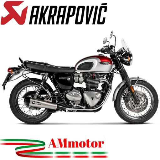 Akrapovic Triumph Bonneville T120 16 - 2020 Terminali Di Scarico Slip-On Line Titanio Moto Omologati