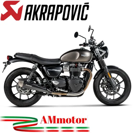 Akrapovic Triumph Street Twin 900 16 - 2020 Terminali Di Scarico Slip-On Line Titanio Moto Omologati