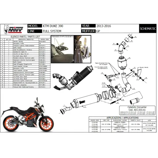 Scarico Completo Mivv Ktm 390 Duke 13 - 2016 Terminale Gp Inox Nero Moto