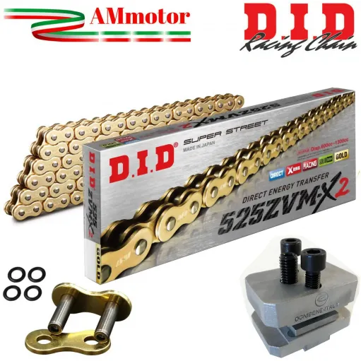Catena DID 525 ZVMX2 120 Maglie Trasmissione Per Moto Oro Gold