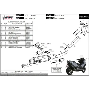 Scarico Completo Mivv Kymco AK 550 Terminale Speed Edge Inox Nero Moto Scooter