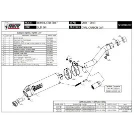 Mivv Honda Cbr 600 F 01 - 2010 Terminale Di Scarico Moto Marmitta Oval Carbon Cap 2