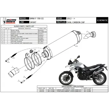 Mivv Bmw F 700 GS 12 - 2017 Terminale Di Scarico Moto Marmitta Oval Carbonio Omologato