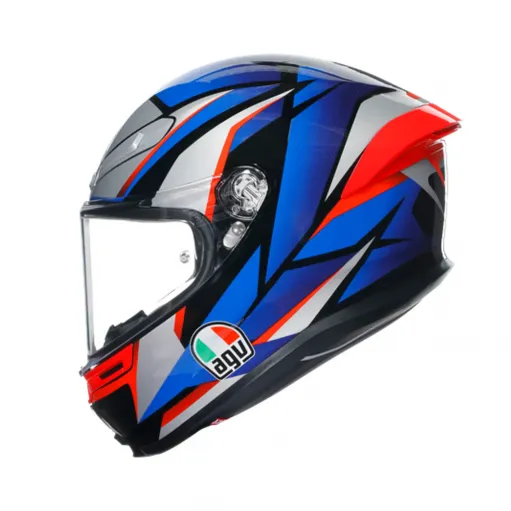 Casco Agv K6 S Slashcut Integrale Per Moto Bianco Nero Blu Lucido Visiera Max Pinlock
