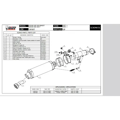 Mivv Suzuki Gsf 650 Bandit Terminale Di Scarico Moto Marmitta GP Inox Nero Omologato