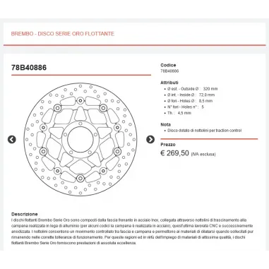 Dischi Freno Ducati Hypermotard 1100 S Brembo Serie Oro Anteriori Flottanti Coppia Moto