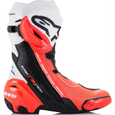 Alpinestars Supertech R Vented Black White Red Fluo Stivale Moto Racing Pista