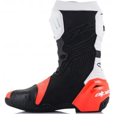 Alpinestars Supertech R Vented Black White Red Fluo Stivale Moto Racing Pista