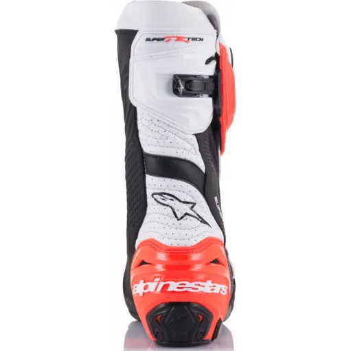Alpinestars Supertech R Vented Black White Red Fluo Stivale Moto Racing Pista