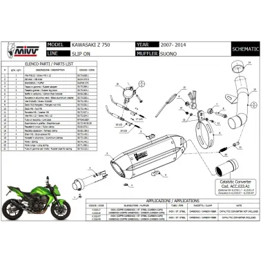 Mivv Kawasaki Z 750 Terminale Di Scarico Marmitta Suono Black Inox Moto