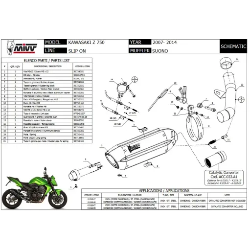 Mivv Kawasaki Z 750 Terminale Di Scarico Marmitta Suono Black Inox Moto