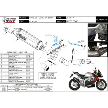 Mivv Aprilia Tuono V4 1100 18 - 2020 Terminale Di Scarico Moto Marmitta Speed Edge Inox Nero
