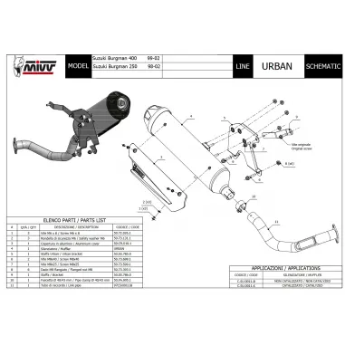 Scarico Completo Mivv Suzuki Burgman 400 Terminale Urban Inox Moto Scooter