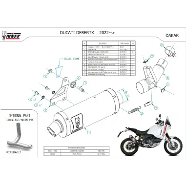 Mivv Ducati DesertX Terminale Di Scarico Moto Marmitta Dakar Titanio Omologato