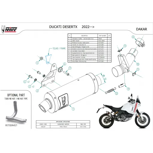 Mivv Ducati DesertX Terminale Di Scarico Moto Marmitta Dakar Titanio Omologato