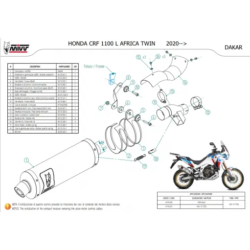 Mivv Honda Africa Twin 1100 Crf Terminale Di Scarico Moto Marmitta Dakar Inox Omologato