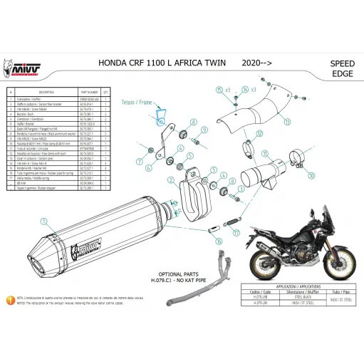 Mivv Honda Africa Twin 1100 Crf Terminale Di Scarico Moto Marmitta Speed Edge Inox Omologato