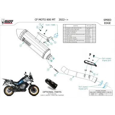 Mivv CF Moto 800MT Terminale Di Scarico Marmitta Speed Edge Inox Omologato