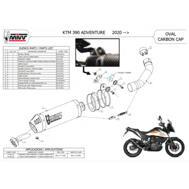 Mivv Ktm 390 Adventure Terminale Di Scarico Moto Marmitta Oval Titanio Omologato