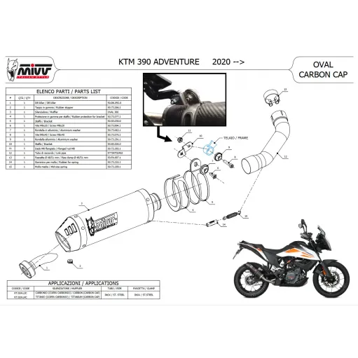 Mivv Ktm 390 Adventure Terminale Di Scarico Moto Marmitta Oval Titanio Omologato