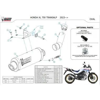 Mivv Honda Transalp 750 Terminale Di Scarico Moto Marmitta Ovale Inox Nero Omologato