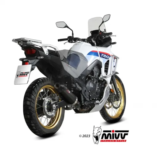 Mivv Honda Transalp 750 Terminale Di Scarico Moto Marmitta Ovale Nero Carbon Cap